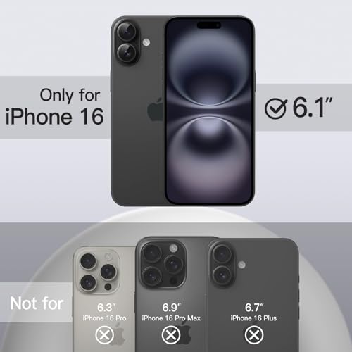 JETech Silicone Case for iPhone 16, Black | Silky Soft Touch, Shockproof Protection, Scratch Resistant, Microfiber Lining - color: Black, size: iPhone 16