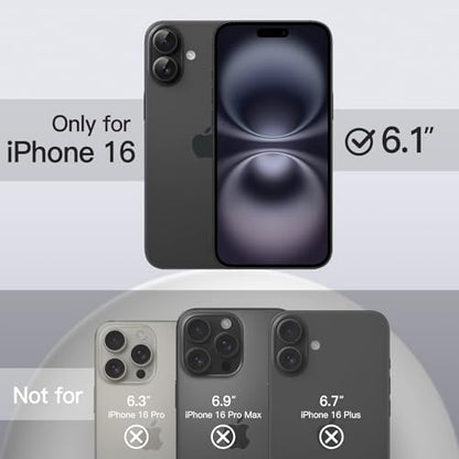 JETech Silicone Case for iPhone 16, Black | Silky Soft Touch, Shockproof Protection, Scratch Resistant, Microfiber Lining - color: Black, size: iPhone 16