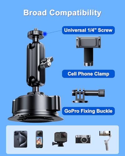 Car Phone Holder for Video Recording Vlogging Filming, Camera Fit
