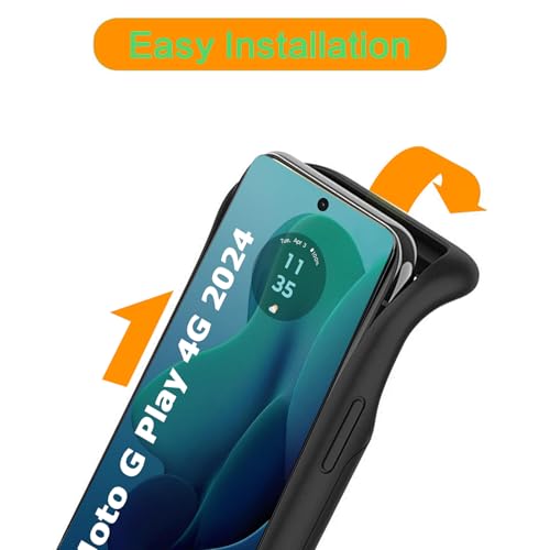 Battery Case for Moto G Play 2024,10000mAh Portable Protective Wireless Charging Case Support Carplay Compatible with Moto G Play 2024 (6.5 inches) Rechargeable Extended Battery Charger Cover (Black) - size: for Moto G Play 2024