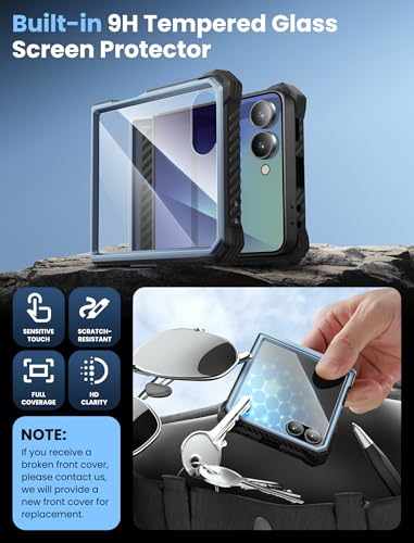 i-Blason for Samsung Galaxy Z Flip 7 Case with Stand & Belt-Clip, Blue | Built-in Screen Protector, Hinge Protection, Belt-Clip, KickStand, Full-Body Protection, Military - color: Tilt