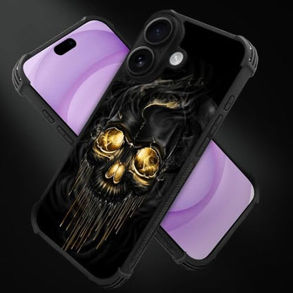 case for iPhone 17,Compatible with Magsafe,All-Round Protection Shockproof Anti-Scratches TPU Case Cover-Gold Black Skull - color: Gold black skull, size: IPhone 17