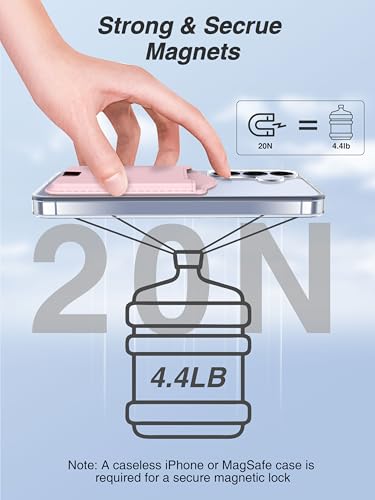 TopMade for MagSafe Wallet, 4 Cards Holder, Strongest Magnetic Phone Wallet - color: Pink