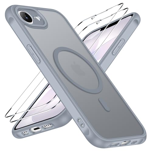 ivoler 3-in-1 Magnetic Case for iPhone 17e/16e 6.1'' with 2 Pack Screen Protector, [MagSafe Compatible] [Military Grade Drop Protection] Slim Translucent Shockproof Phone Cover- Gray - color: Gray, size: iPhone 17e/16e 6.1''