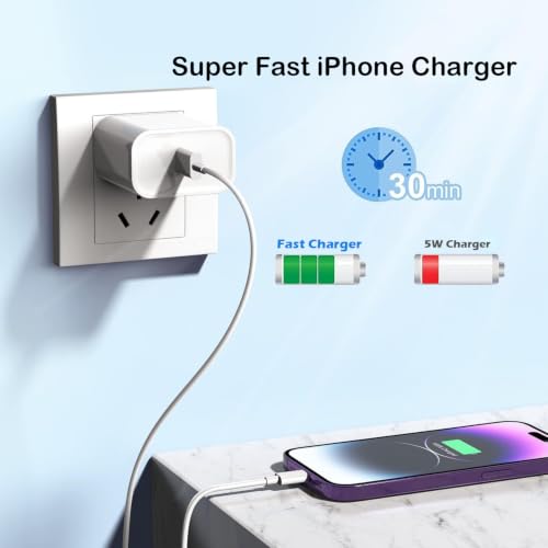 Fast Charger iPhone,10 Feet iPhone Charger,Super Fast Charging Block 10Foot - color: White-10FT