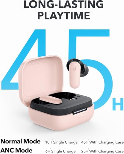 Soundcore P30i by Anker Noise Cancelling Earbuds, Hands-Free Viewing - color: Pink