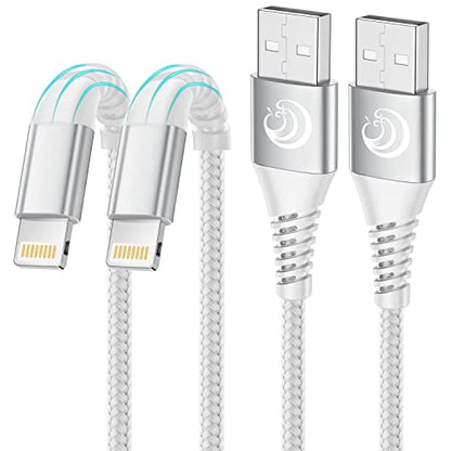 iPhone Charger [Apple MFi Certified] 2Pack 10FT Long Lightning Cable Fast Charging Nylon Braided USB Cable iPhone Charger Cord Compatible with iPhone 14 13 12 11 Pro Max XR XS X 8 7 6 Plus SE, iPad - color: White