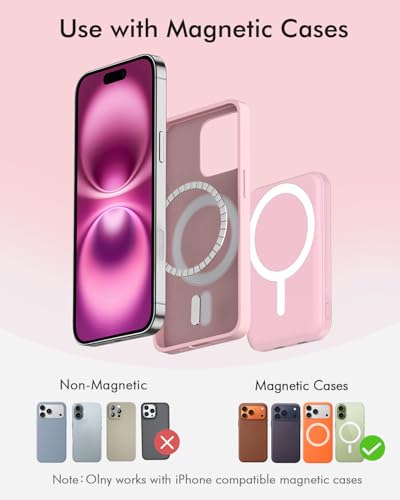 podoru for MagSafe Power Bank 5000mAh, Ultra-Slim Magnetic Portable Charger - color: Pink