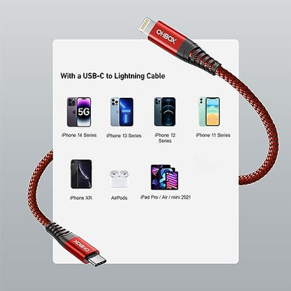 iPhone Fast Charger Cable [MFi Certified] USBC Lightning Cable 6FT, 2 Pack - color: Red, size: 6FT, style: USB-C to Lightning Cable
