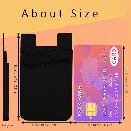3 Pack Black Adhesive Phone Wallet Stick on Card Holder for Phone Case - color: Black