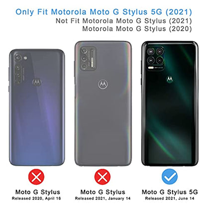 HAII Case for Moto G Stylus 5G 2021,PU Leather Folio Flip Wallet Case with Card Holster Stand Kickstand Magnetic Closure Shockproof Phone Cover for Motorola Moto G Stylus 5G 2021 (Blue) - color: Blue