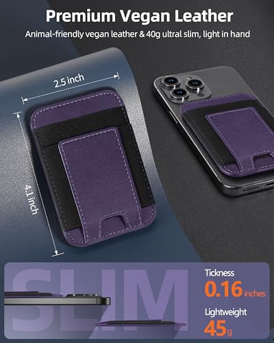 Upgraded for Magsafe Wallet, 7 Card Holder, RFID Blocking, Strongest Magnet | Magnetic Wallet for iPhone 17/16/15/14/13/12 Series, for Magsafe Card Holder, Vegan Leather, Luxury Purple - color: Luxury Purple