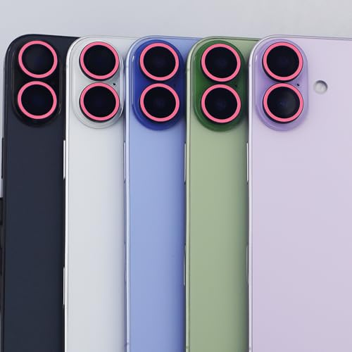 Luminous Camera Lens Protector for iPhone 17 Metal Ring Tempered Glass Glow in The Dark Lens Cover (2PCS) (Pink, for iPhone 17) - color: Pink