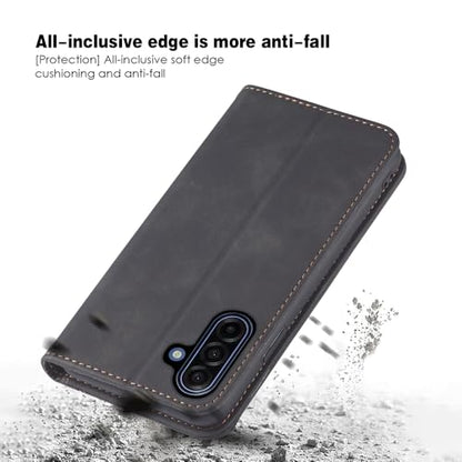 Asuwish Flip Wallet Phone Case for Samsung Galaxy A17 5G with Tempered Glass Screen Protector Magnetic Closure Folio Cover Credit Card Holder Slot Stand Cell Accessories A 17 17A 4G Women Men Black - color: Black