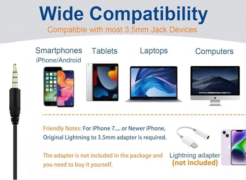 Arama Cell Phone Headset with Microphone Noise Cancelling 3.5mm Headset for iPhone,Android,BlackBerry Mobile Phone and iPad Tablets (A200MP)
