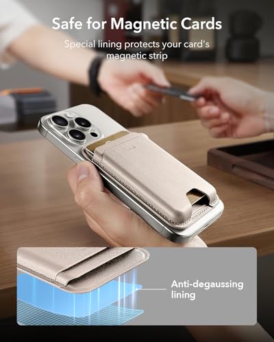 ESR for MagSafe Wallet, 5 Card Holder for Phone Case, RFID Blocking | MagSafe Sticker Included, Slim Magnetic Wallet for iPhone 17e/17/16/15/14/13/12, Selected Samsung Galaxy, Desert Titanium - color: Desert Titanium