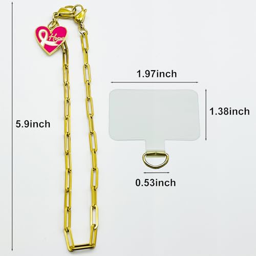 Phone Wrist Strap Metal Phone Chain Wristlet Strap Detachable Cellphone Lanyard Wrist with Tether Tab - color: 04_gold Love Heart