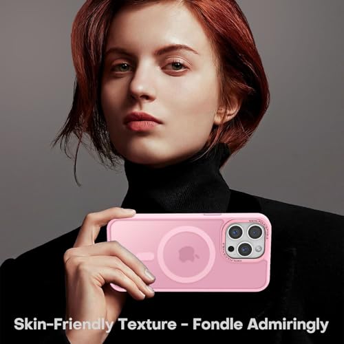 Newfuture Magnetic for iPhone 15 pro Case Matte Shockproof, Chalk Pink | Military Drop Protection, Slim Matte Anti-Fingerprint, Compatible with Magsafe, Camera Guard, Translucent Protective Cover - color: Chalk Pink, size: iPhone 15 Pro 6.1 inch