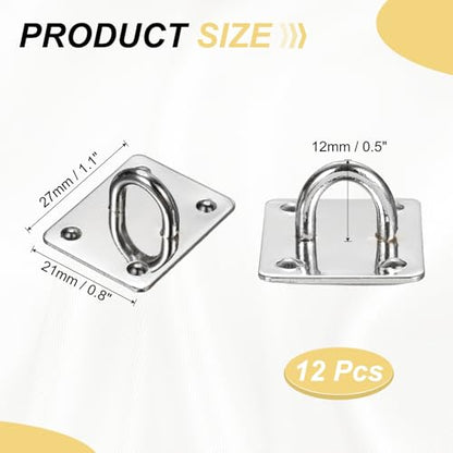 PATIKIL Metal Phone Charm Hook 1.1", 12Pcs Adhesive Square Shaped Phone Finger Grip Hook Smartphones Keychain Ring Charm Loop for DIY Tablet Case Accessories, Silver - color: Silver