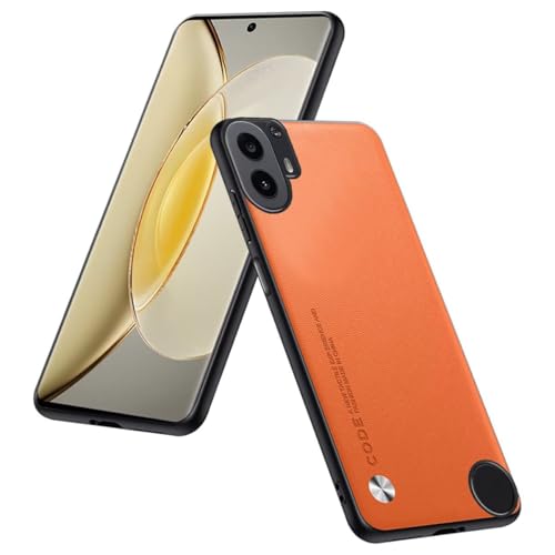 Phone Case Compatible with CMF Phone 1 (6.67"), Protective Cover in PU Leather - Orange - color: Orange