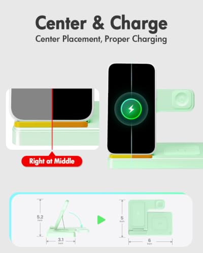 GETPALS Wireless Charger Phone Charging Station for Apple Multiple Devices - color: Light Green