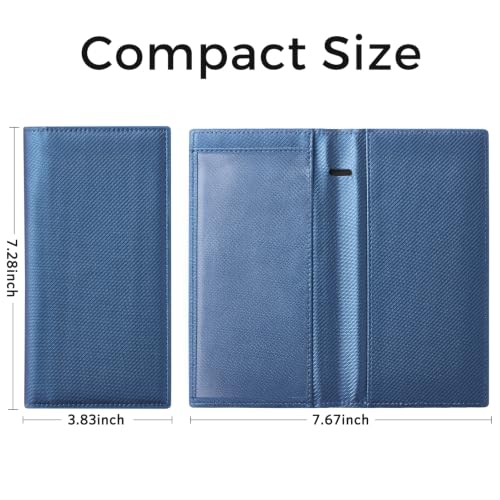 CoBak Checkbook Cover for Women & Men - PU Leather Case with RFID Blocking | Classic Design Check Book Holder for Personal and Business - color: Carbon Blue