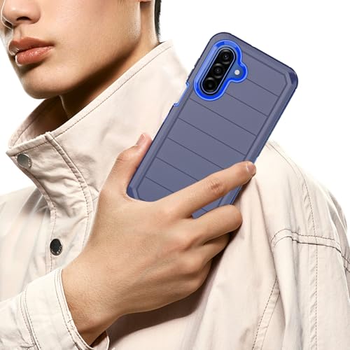 for Samsung Galaxy A17 Case with Belt Clip Holster & Kickstand, Heavy Duty 3-Layer Military Grade Rugged Full Body Protection Cover Case for Galaxy A17 5G (Navy Blue/Blue) - color: Navy Blue/Blue