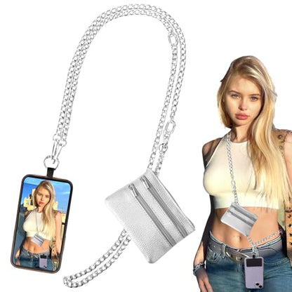 XANGNIER Clip and Go Strap for Phone with Wallet Crossbody,Chain Silver - color: Chain Silver