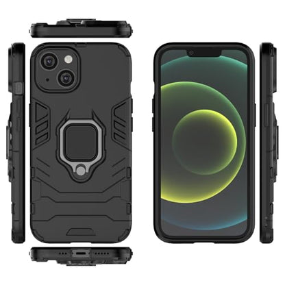 Max Power Digital Magnet Case for iPhone 15 Shockproof Hard Phone Cover with Grip, Metal Ring Kickstand Bumper Shell [Compatible with Magnetic Car Mount] (Black) - size: iPhone 15