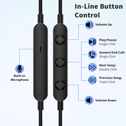 USB C Headphones Earbuds Wired for iPhone 17 18 Pro Max 16 16e/iPad - color: Black