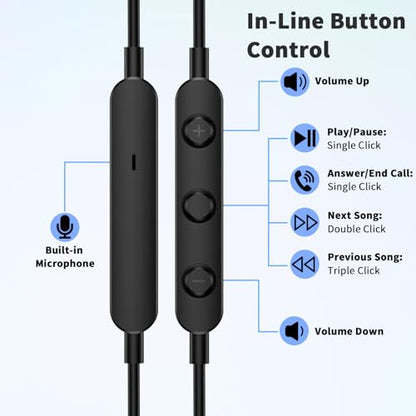 USB C Headphones Earbuds Wired for iPhone 17 18 Pro Max 16 16e/iPad - color: Black