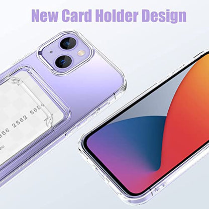 MZELQ Compatible with iPhone 14 Case Card Holder -Clear | Wallet Cover,Camera Protection + Screen Protector Soft Card Slot Phone Case - color: Clear, size: iPhone 14