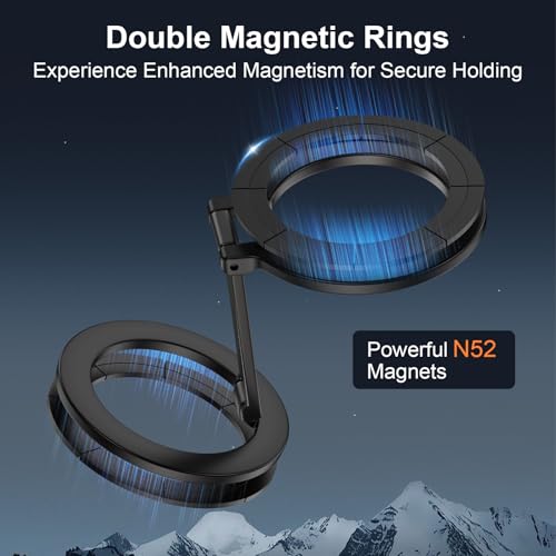 Dual-Side Magnetic Phone Grip for MagSafe, Phone Ring Holder Removable - color: Black2