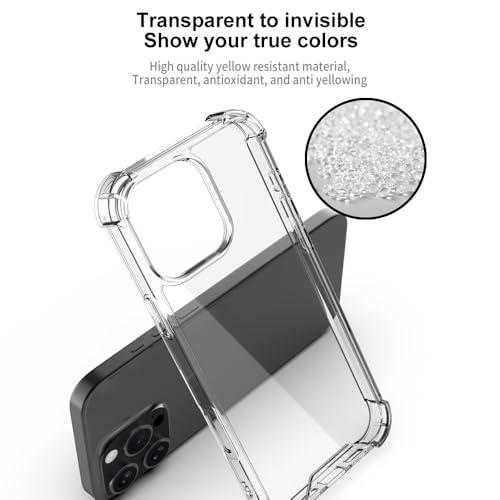 for iPhone 16 Pro Premium Quality Clear Case with Airbags – Hard Shockproof Transparent Cover with Airbag Corners, Strong A+ Military Grade Drop Protection, Anti-Yellowing, Crystal Clear for 16 pro
