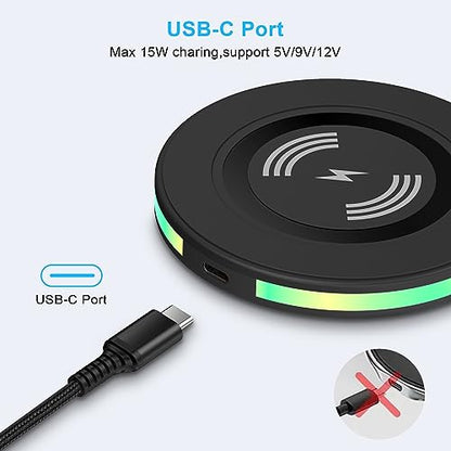 Samsung Wireless Charger Fast Charging Pad Android Phone Charger Pad Station for Samsung Galaxy S25 S24 Ultra S24+ S24 S23 S22 S21 S20 S10,iPhone 16 15 Pro Max Plus 14 13 12,Google Pixel 9 8 Pro 8 7 - color: Black