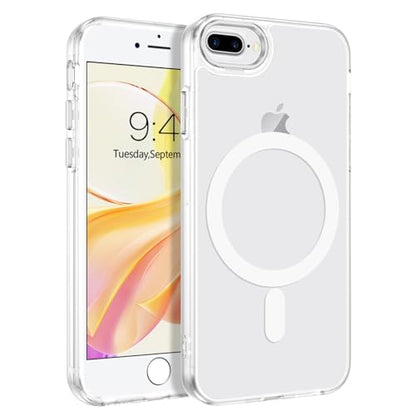 DUEDUE for iPhone 8 Plus Case, iPhone 7 Plus Case Magnetic[Compatible with Magsafe], Translucent Matte Back Protective Cover Shockproof Phone Case for iPhone 7 Plus/8 Plus, White - color: White