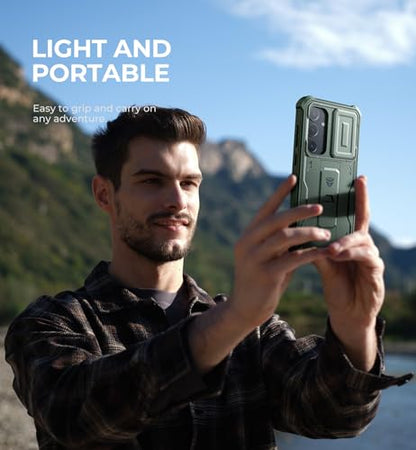 Dexnor for Samsung Galaxy S24 Plus Case with Built-in Slide Camera Cover & Screen Protector & Kickstand, Shockproof Rugged Case Full-Body Bumper Protective Cover for Galaxy S24 Plus (2024),Army Green | 2 Front Frames , Built-in Screen Protector & Kickstan