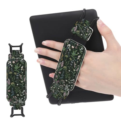 Secure Hand Strap for 6-7.5" Kindle and Tablets, Versatile Lightweight Faux Leather E-Book Grip Holder, Heavy-Duty E-Book Accessories for Reading Lover Gift (Retro Flowers) - color: Retro Flowers