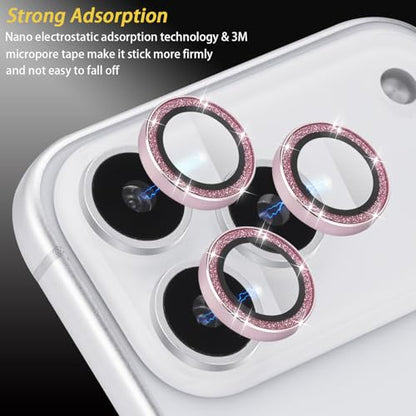 Camera Lens Protector for iPhone 17 Pro/17 Pro Max, Glitter Pink - color: Glitter Pink