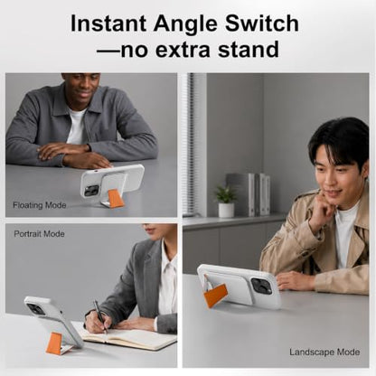 Tap & Go MagSafe Wallet Stand, 1-Card Magnetic Phone Wallet - color: White/Orange