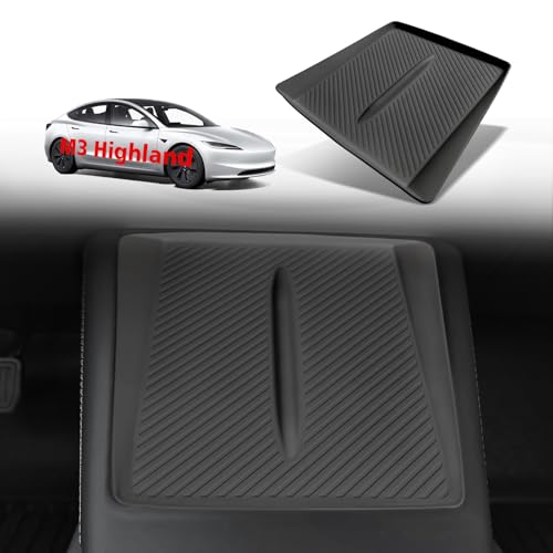 BestEvMod Center Console Wireless Charger Mat Compatible with Refreshed Model 3 Highland 2026 2025 2024 Accessories Phone Charge Area Silicone Mat Non Slip Silicone Pad (Black) - color: Black, size: 24+ M3