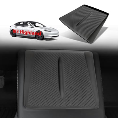 BestEvMod Center Console Wireless Charger Mat Compatible with Refreshed Model 3 Highland 2026 2025 2024 Accessories Phone Charge Area Silicone Mat Non Slip Silicone Pad (Black) - color: Black, size: 24+ M3