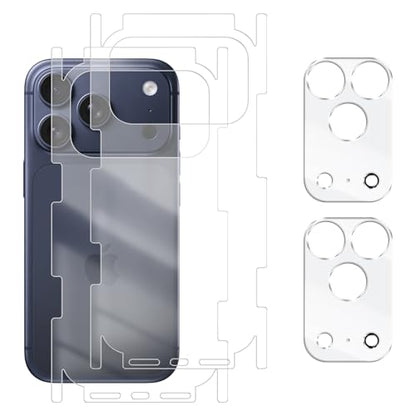 [2+2 Pack Flexible Back Screen Protector + Tempered Glass Camera Lens Protector for iPhone 17 Pro, HD Clear Anti Scratch Self-Healing Not Glass Full Wrapped Edge Soft TPU Hydrogel Film