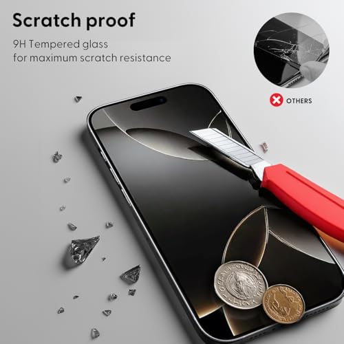2-Pack iPhone 16 Pro Screen Protector [Auto-Align Kit][Bubble-Free][Dust-Resistant] Ultra HD Clear, 9H Tempered Glass, Case-Friendly Design (iPhone 16 Plus)