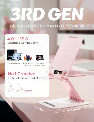 LISEN for iPad Stand Adjustable Tablet Holder Desk, iPad Accessories Pink - color: Pink