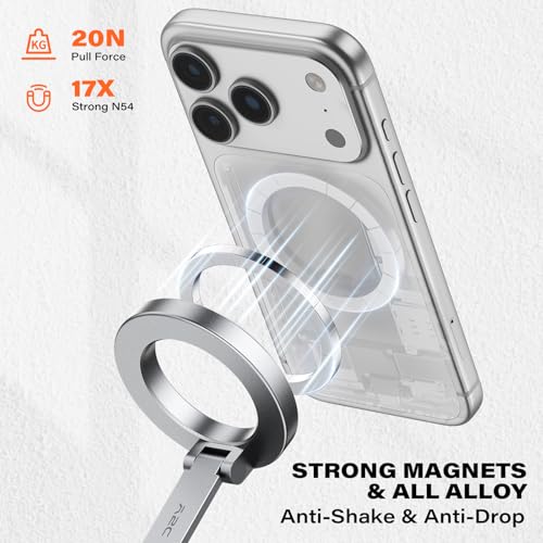 A2C Gym Magnetic Phone Holder, Aluminum Alloy Phone Mount with Suction Cup - color: Silver