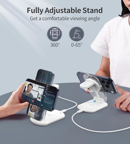 Mukiya 3 in 1 Magnetic Wireless Charging Station for Apple Devices - color: White