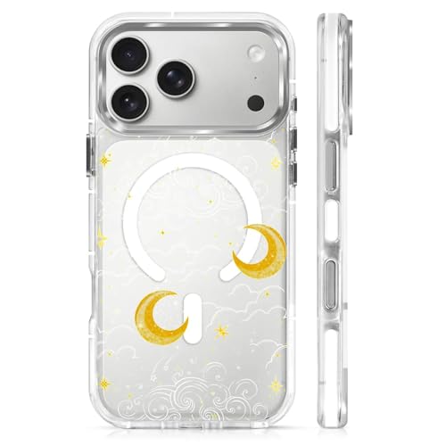 Magnetic Case for iPhone 17 Pro Max Design On Clear Base, Compatible with MagSafe Slim Protective Soft TPU Bumper Phone Cover Women Girls Case for iPhone 17 Pro Max Clear Celestial Moon Stars - color: Clear Celestial Moon Stars, size: iPhone 17 Pro Max