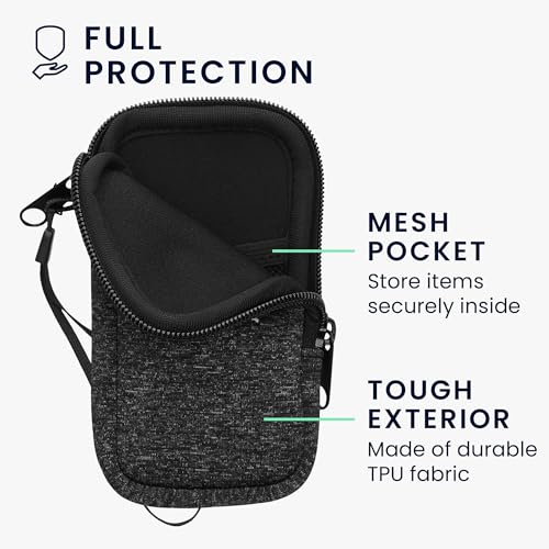 kwmobile Universal Phone Pouch Size XS - 3,5/4" - Neoprene Smartphone Pouch with Zip - Water-Repellent Mobile Phone Case - Sleeve in Anthracite/White - color: anthracite / white, size: XS - 3.5/4"