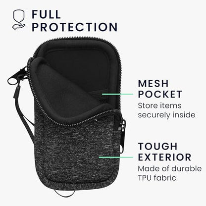 kwmobile Universal Phone Pouch Size XS - 3,5/4" - Neoprene Smartphone Pouch with Zip - Water-Repellent Mobile Phone Case - Sleeve in Anthracite/White - color: anthracite / white, size: XS - 3.5/4"
